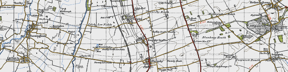 Old map of Boothby Graffoe in 1947