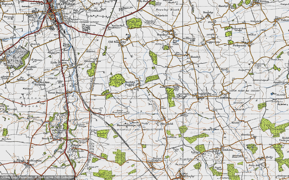 Old Map of Historic Map covering Boothby Little Wood in 1946