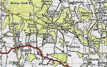 Old map of Borden in 1945