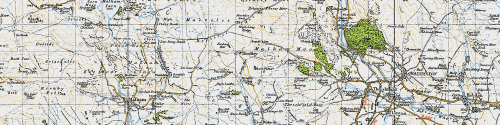Old map of Malham Moor in 1947
