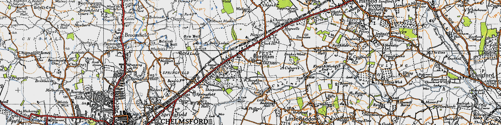 Old map of Boreham in 1945