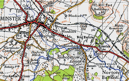 Old map of Battlesbury Hill in 1946
