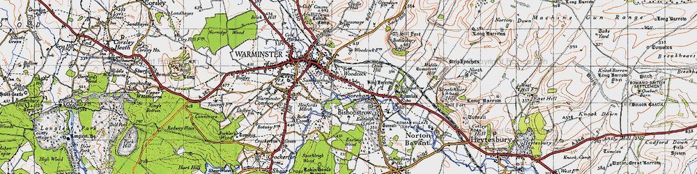 Old map of Battlesbury Hill in 1946