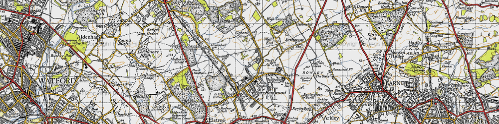 Old map of Borehamwood in 1946