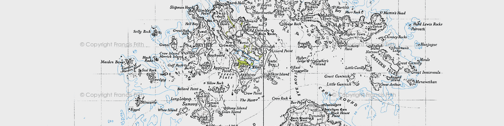 Old map of Tresco in 1946