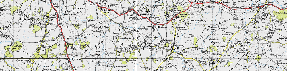 Old map of Barnes Cross in 1945