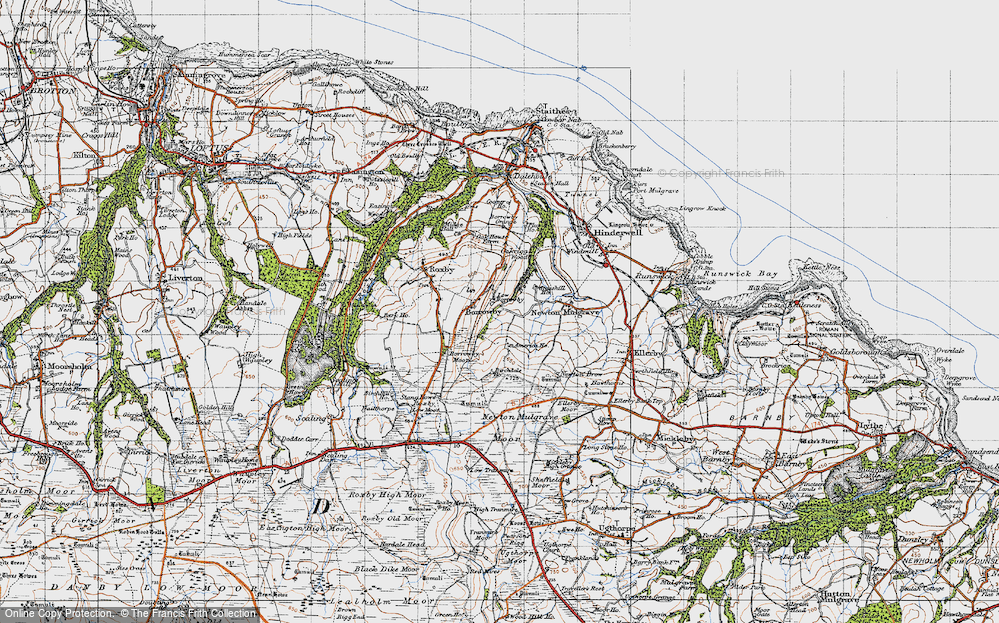 Old Map of Historic Map covering Borrowby Moor in 1947
