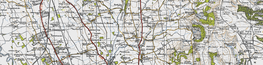 Old map of Woundales in 1947
