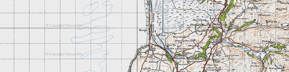 Old map of Borth in 1947