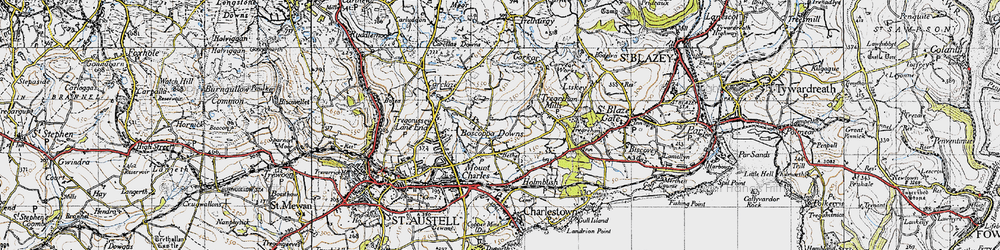 Old map of Boscoppa in 1946