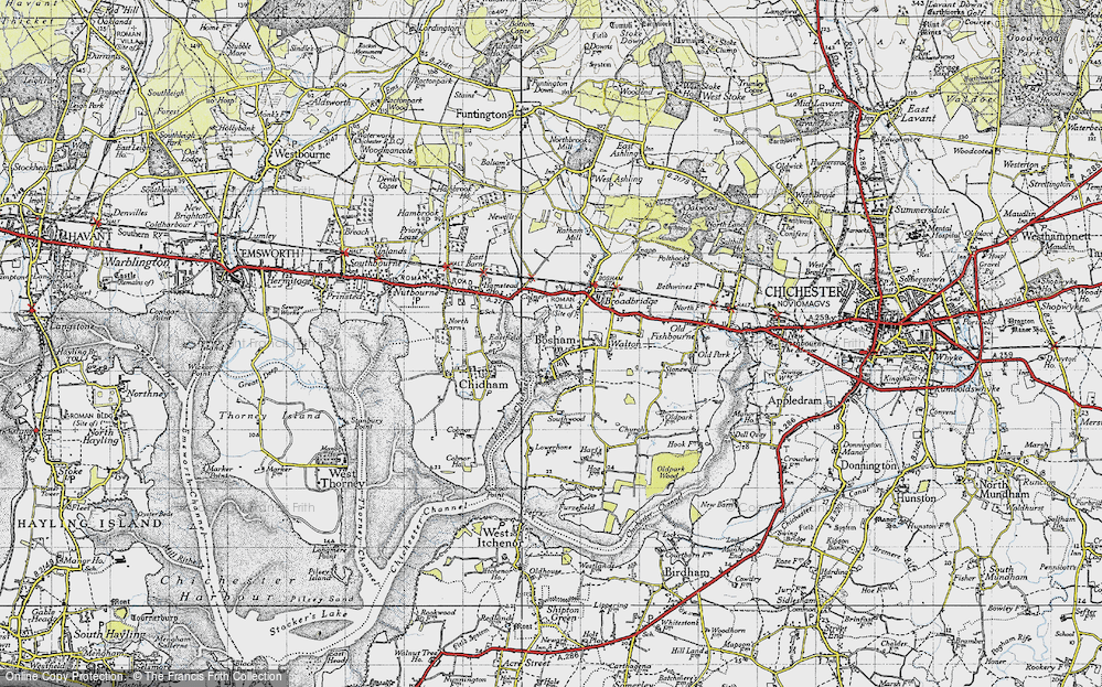 Old Map of Bosham, 1945 in 1945