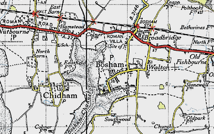Old map of Bosham in 1945
