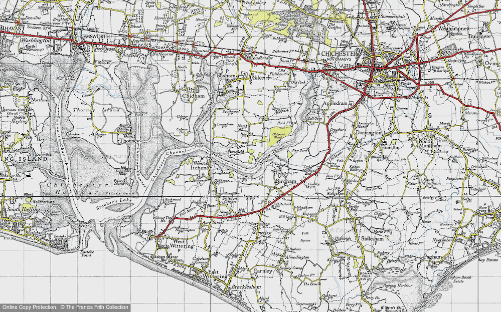 Old Map of Bosham Hoe, 1945 in 1945