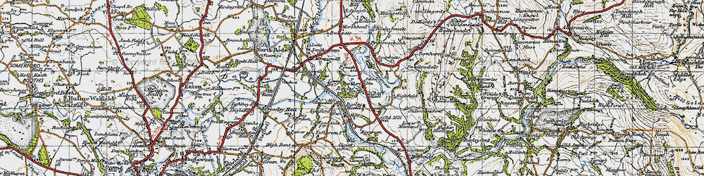 Old map of Bosley Locks in 1947