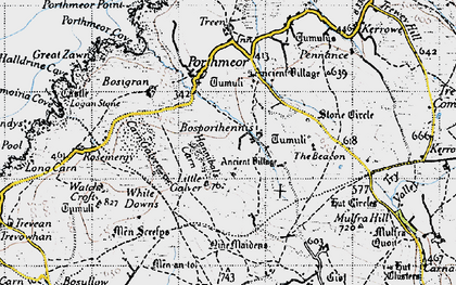 Old map of Mên Scryfa in 1946
