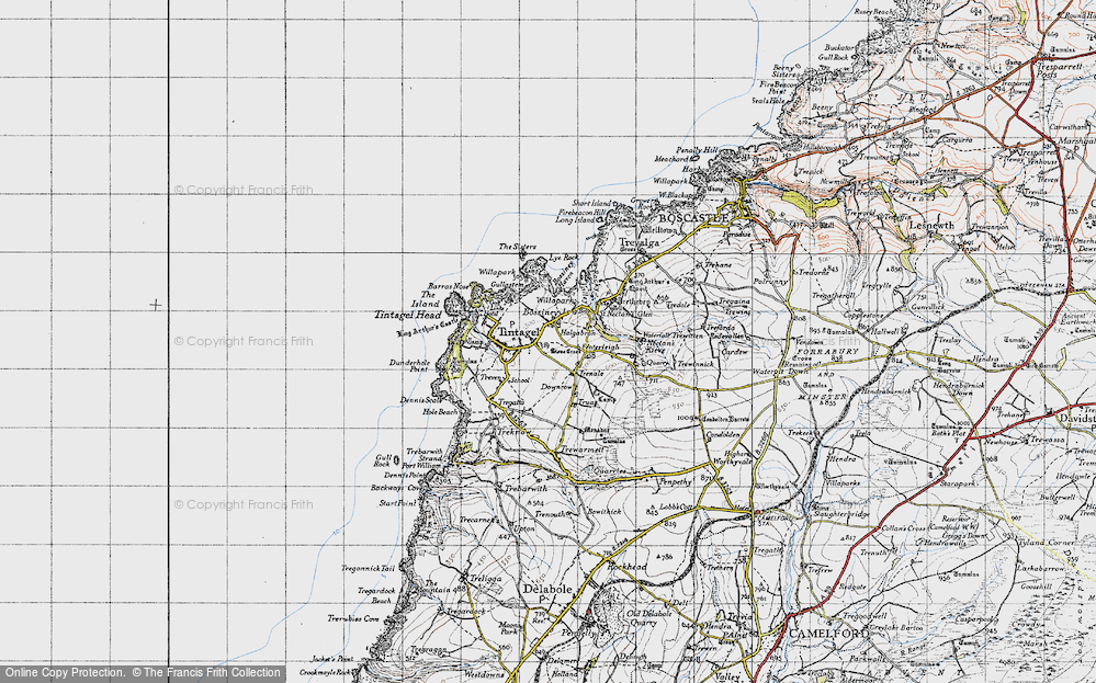 Old Map of Historic Map covering Bossiney Haven in 1946