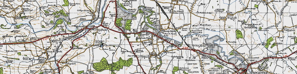 Old map of Boston Spa in 1947
