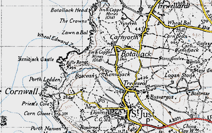 Old map of Wheal Edward Zawn in 1946