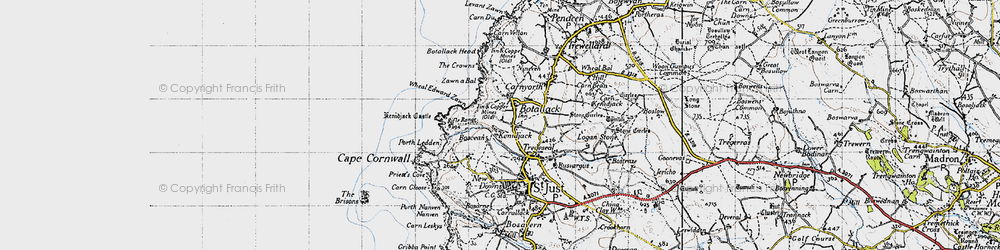 Old map of Wheal Edward Zawn in 1946