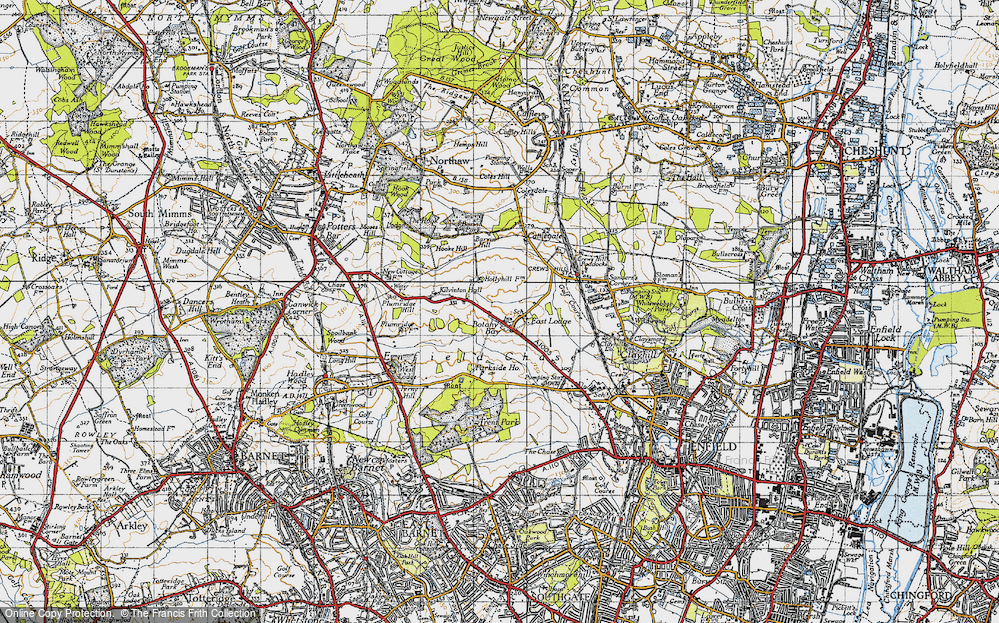 Old Map of Historic Map covering Barvin Hill in 1946