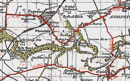 Old map of Bothal in 1947