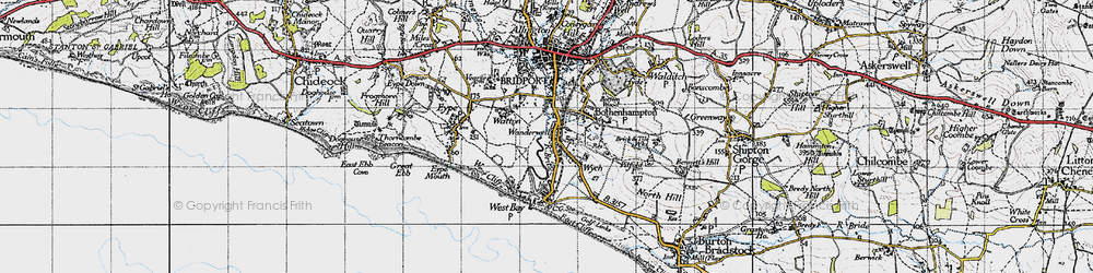 Old map of Bothenhampton in 1945