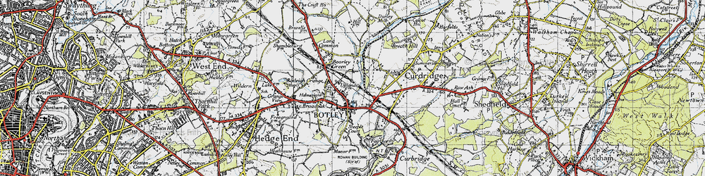 Old map of Botley in 1945