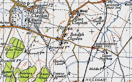 Old map of Botolph Claydon in 1946