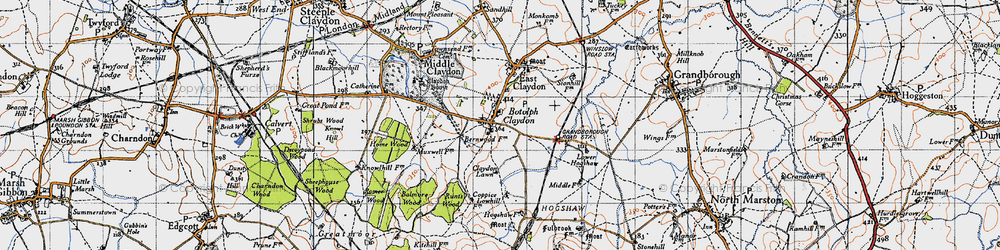 Old map of Botolph Claydon in 1946