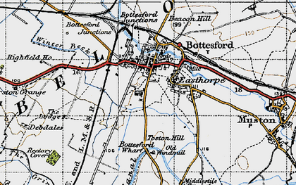 Old map of Bottesford in 1946