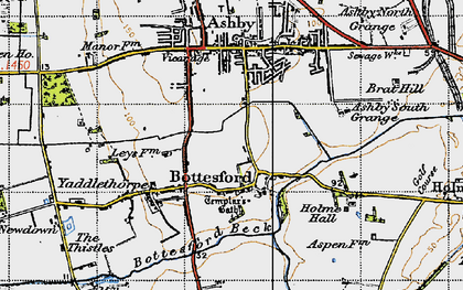 Old map of Bottesford in 1947