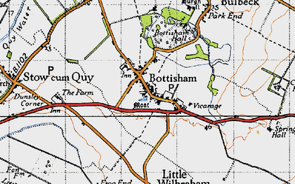 Old map of Bottisham in 1946