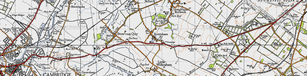 Old map of Bottisham in 1946