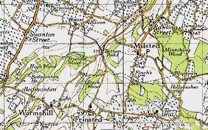 Old map of Bottom Pond in 1946