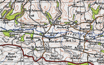 Old map of Bottreaux Mill in 1946