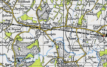 Old map of Bough Beech in 1946