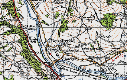 Old map of Boughrood Castle in 1947
