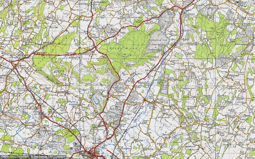 Old Map of Boughton Aluph, 1940 in 1940