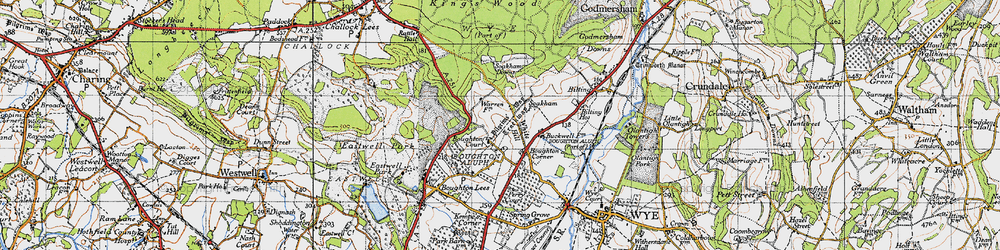 Old map of Boughton Aluph in 1940