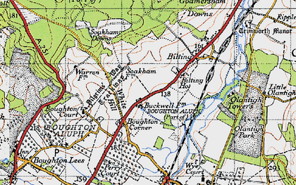 Old map of Boughton Corner in 1940