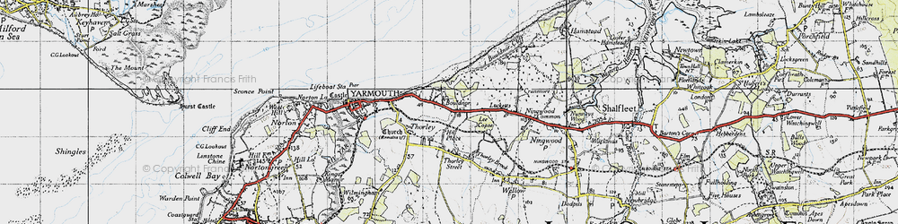 Old map of Bouldnor in 1945