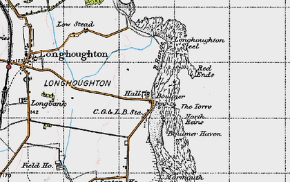Old map of Boulmer Haven in 1947