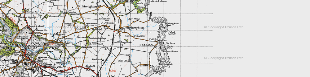 Old map of Boulmer Steel in 1947