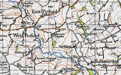 Old map of Bountis Thorne in 1946