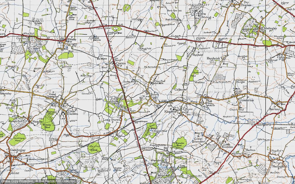 Old Map of Bourn, 1946 in 1946