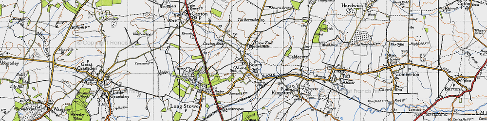 Old map of Bourn Lodge in 1946