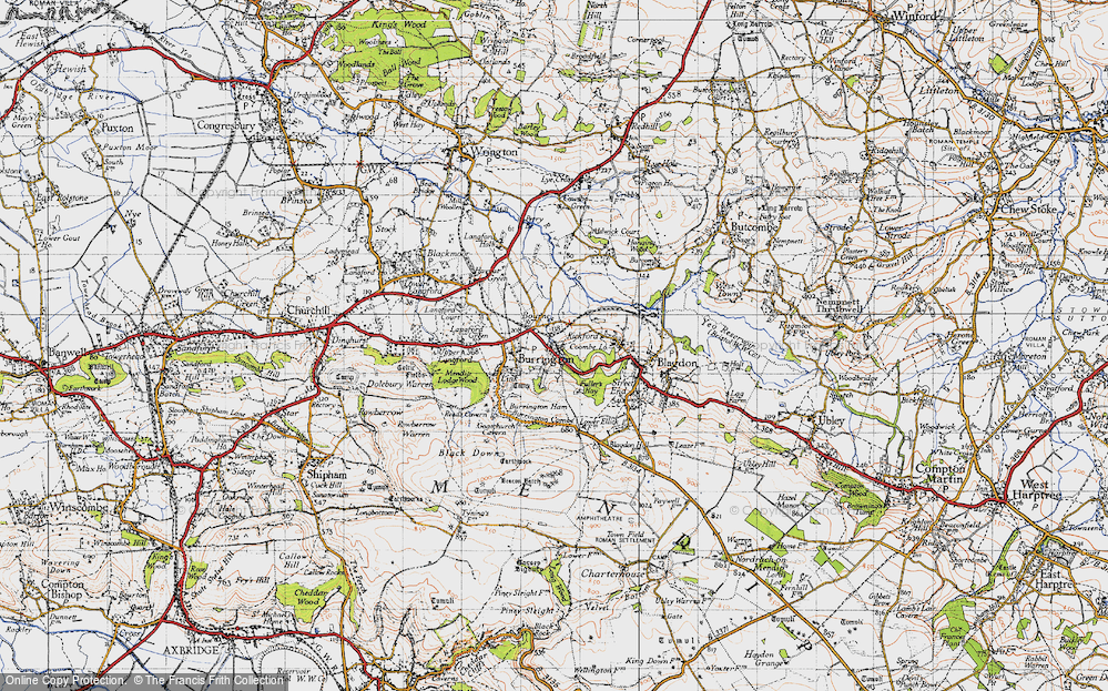 Old Map of Historic Map covering Burrington Combe in 1946