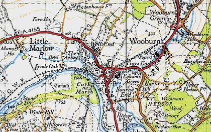 Old map of Bourne End in 1945