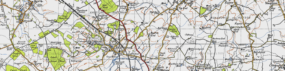 Old map of Bourne End in 1946