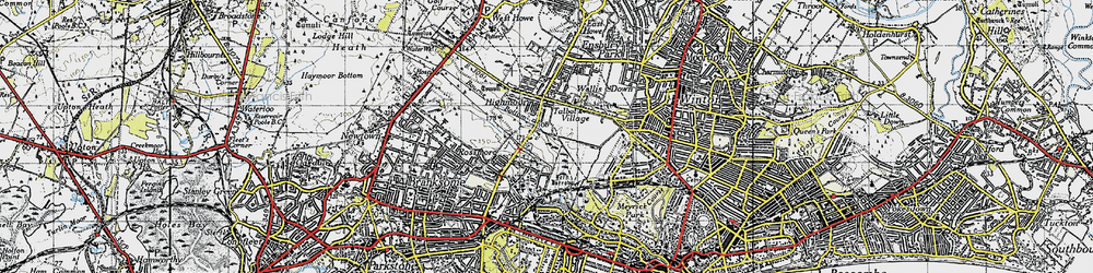 Old map of Bourne Valley in 1940